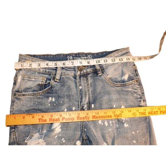 Crysp Denim Jeans Men Sz 28 Blue Distressed Frayed Straight Leg Workwear - Picture 3 of 8